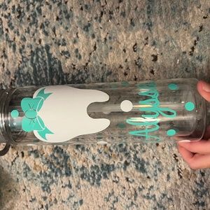 Alyssa Name White & Turquoise Polka Dot Tooth Water Bottle